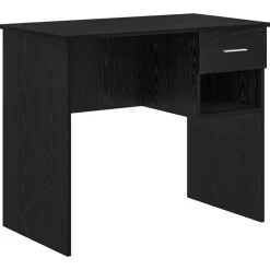 vidaXL Bureau met lade Zwart Eiken 90 x 49 x 75 cm Bewerkt hout
