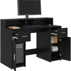 vidaXL Bureau met lade Zwart eiken 120 x 55 x 91 cm Bewerkt hout
