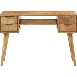 vidaXL Bureau met lades 110x47x76 cm massief mangohout