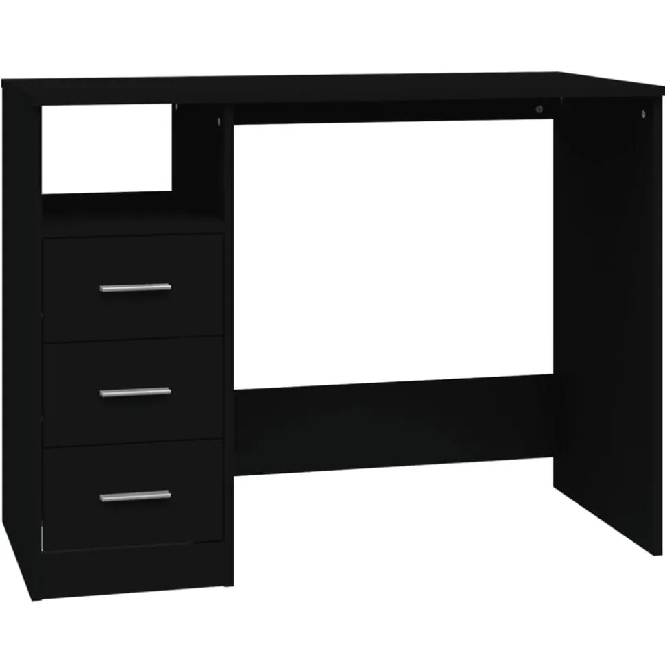vidaXL Bureau met lades 102x50x76 cm bewerkt hout zwart