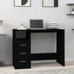 vidaXL Bureau met lades 102x50x76 cm bewerkt hout zwart