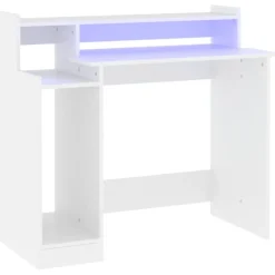 vidaXL Bureau met LED-verlichting 97x45x90 cm bewerkt hout wit