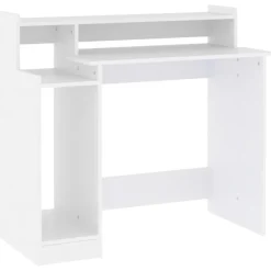vidaXL Bureau met LED-verlichting 97x45x90 cm bewerkt hout wit