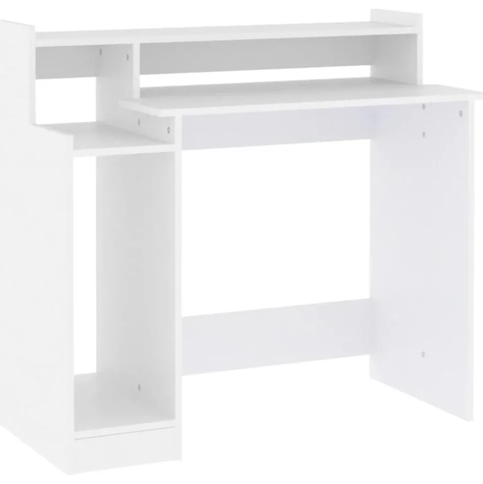 vidaXL Bureau met LED-verlichting 97x45x90 cm bewerkt hout wit