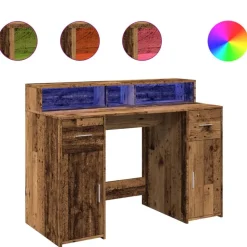 vidaXL Bureau met LED-verlichting 120x55x91 cm bewerkt hout oud hout