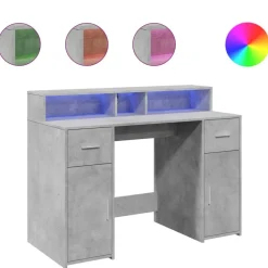 vidaXL Bureau met LED-verlichting 120x55x91 cm bewerkt hout betongrijs