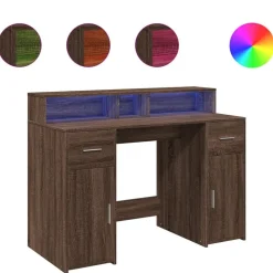 vidaXL Bureau met LED-verlichting 120x55x91 cm hout bruin eikenkleurig