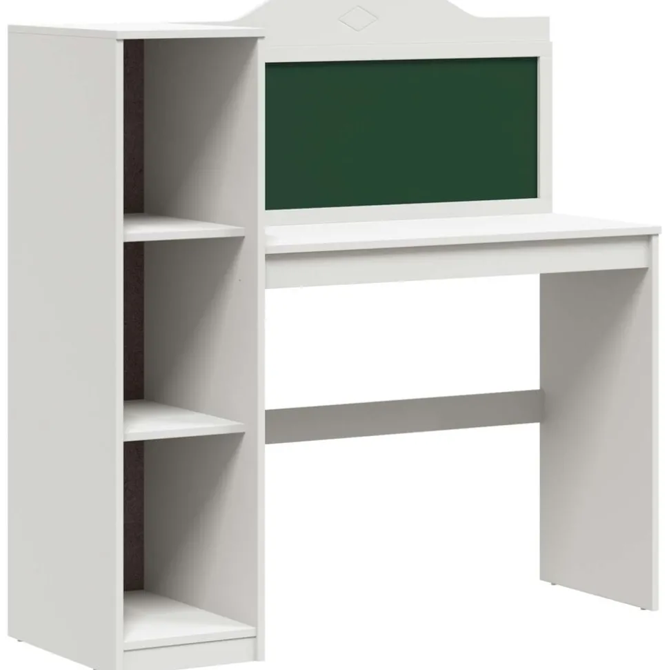 vidaXL Bureau met open opbergruimte en schoolbord met plank ROROS Wit