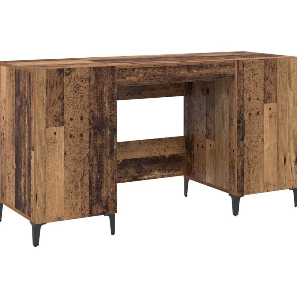 vidaXL Bureau met opslag Oudhout 140 x 50 x 75 cm Bewerkt hout