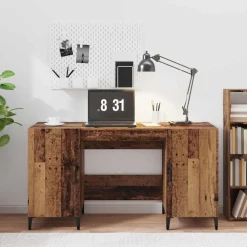 vidaXL Bureau met opslag Oudhout 140 x 50 x 75 cm Bewerkt hout