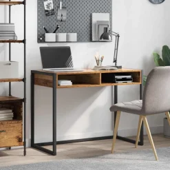 vidaXL Bureau met opslag Oud Hout 100 x 50 x 75 cm Bewerkt hout