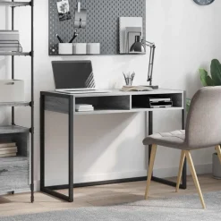 vidaXL Bureau met opslag Grijs Sonoma 100 x 50 x 75 cm Bewerkt hout