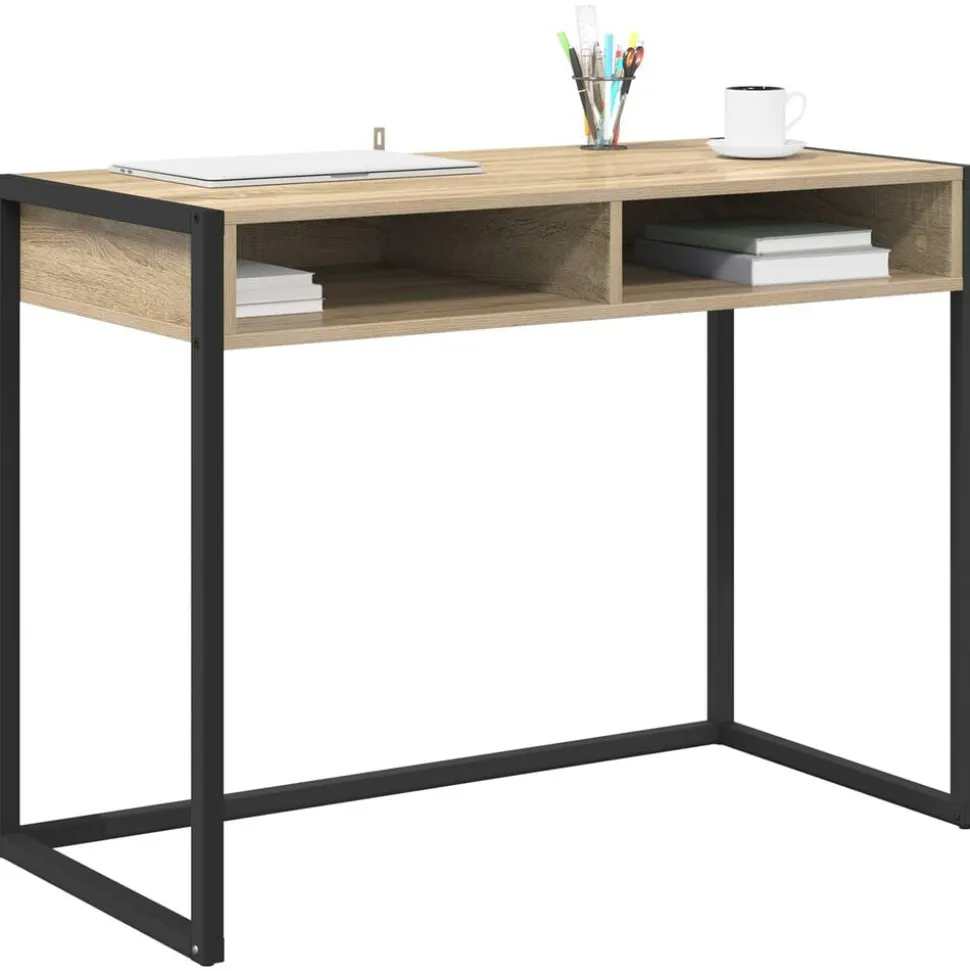 vidaXL Bureau met opslag Sonoma 100 x 50 x 75 cm Bewerkt hout