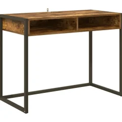 vidaXL Bureau met opslag Rook Eik 100 x 50 x 75 cm Bewerkt hout