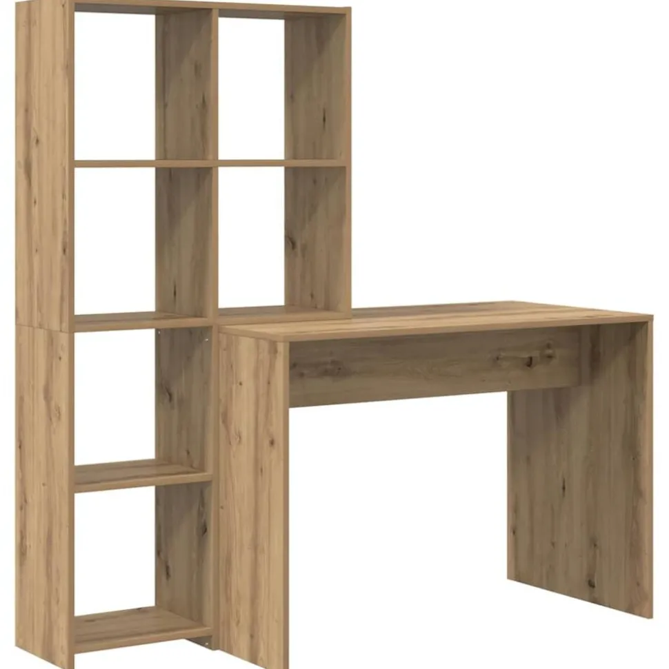 vidaXL Bureau met plank Artisan Eiken 138,5 x 55 x 143 cm Bewerkt hout
