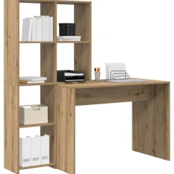 vidaXL Bureau met plank Artisan Eiken 138,5 x 55 x 143 cm Bewerkt hout