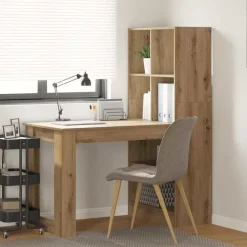 vidaXL Bureau met plank Artisan Eiken 122 x 67 x 145 cm Bewerkt hout