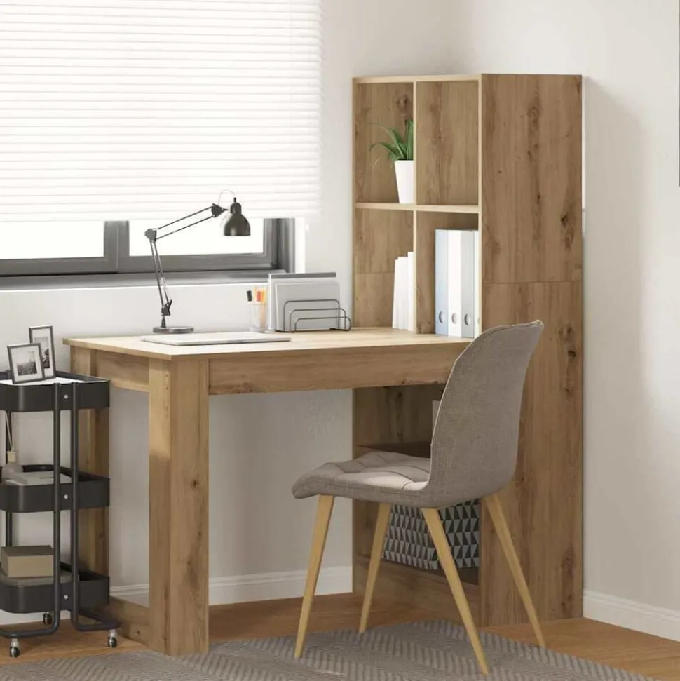 vidaXL Bureau met plank Artisan Eiken 122 x 67 x 145 cm Bewerkt hout