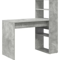 vidaXL Bureau met plank Beton Grijs 113 x 54 x 120 cm Bewerkt hout