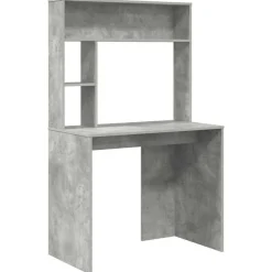 vidaXL Bureau met plank Beton Grijs 91 x 50 x 149 cm Bewerkt hout