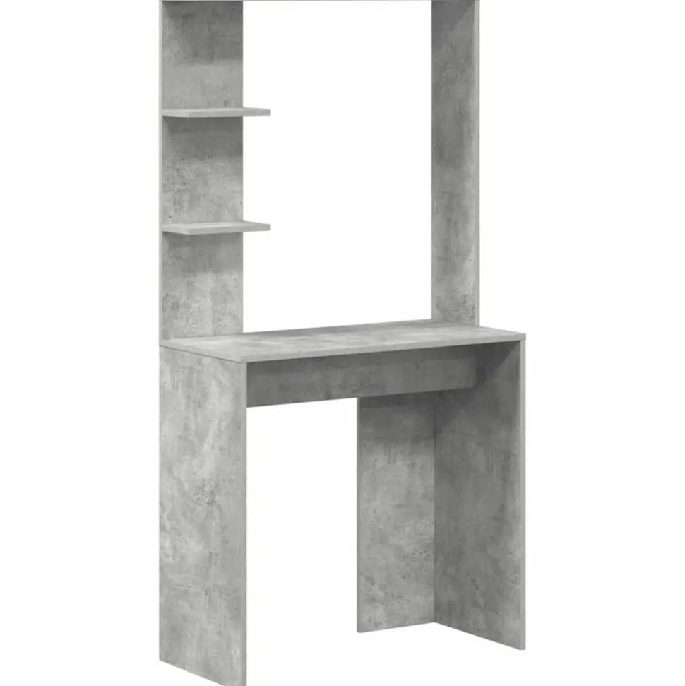 vidaXL Bureau met plank Beton Grijs 78,5 x 37 x 154,5 cm Bewerkt hout