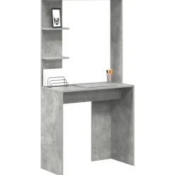 vidaXL Bureau met plank Beton Grijs 78,5 x 37 x 154,5 cm Bewerkt hout