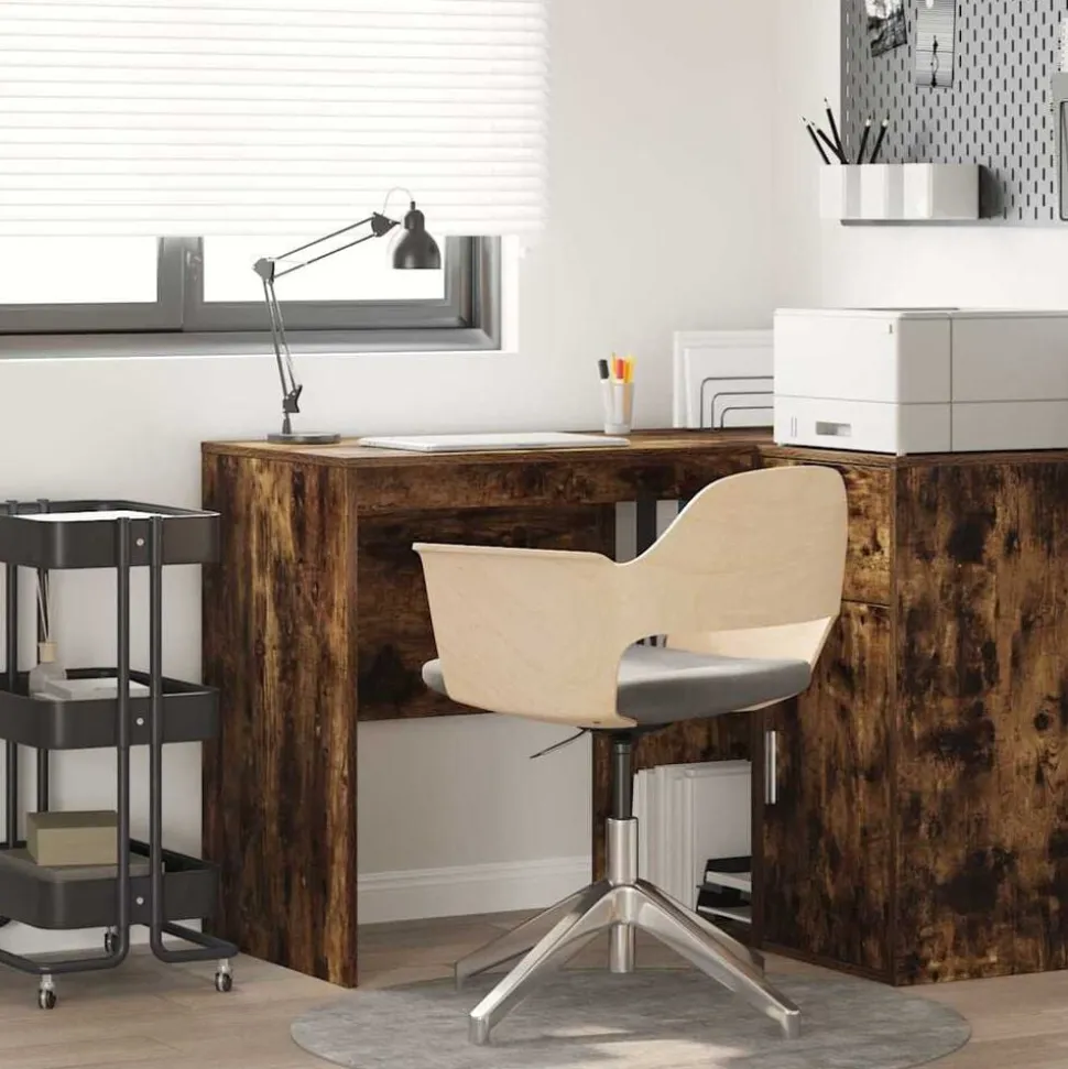vidaXL Bureau met plank Gerookt eiken 102 x 50 x 75 cm Bewerkt hout