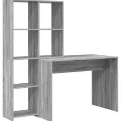 vidaXL Bureau met plank Grijs Sonoma 138,5 x 55 x 143 cm Bewerkt hout
