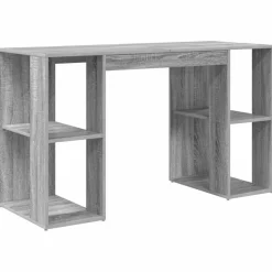 vidaXL Bureau met plank Grijs Sonoma 130 x 50.5 x 75 cm Bewerkt hout