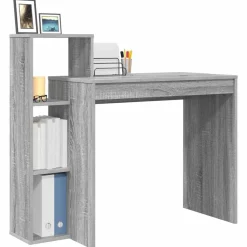 vidaXL Bureau met plank Grijs Sonoma 100 x 40 x 90 cm Bewerkt hout
