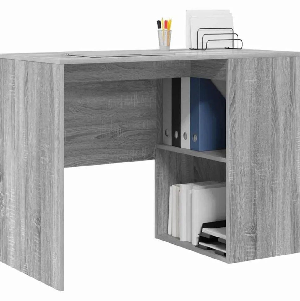 vidaXL Bureau met plank Grijs Sonoma 102 x 50 x 75 cm Bewerkt hout