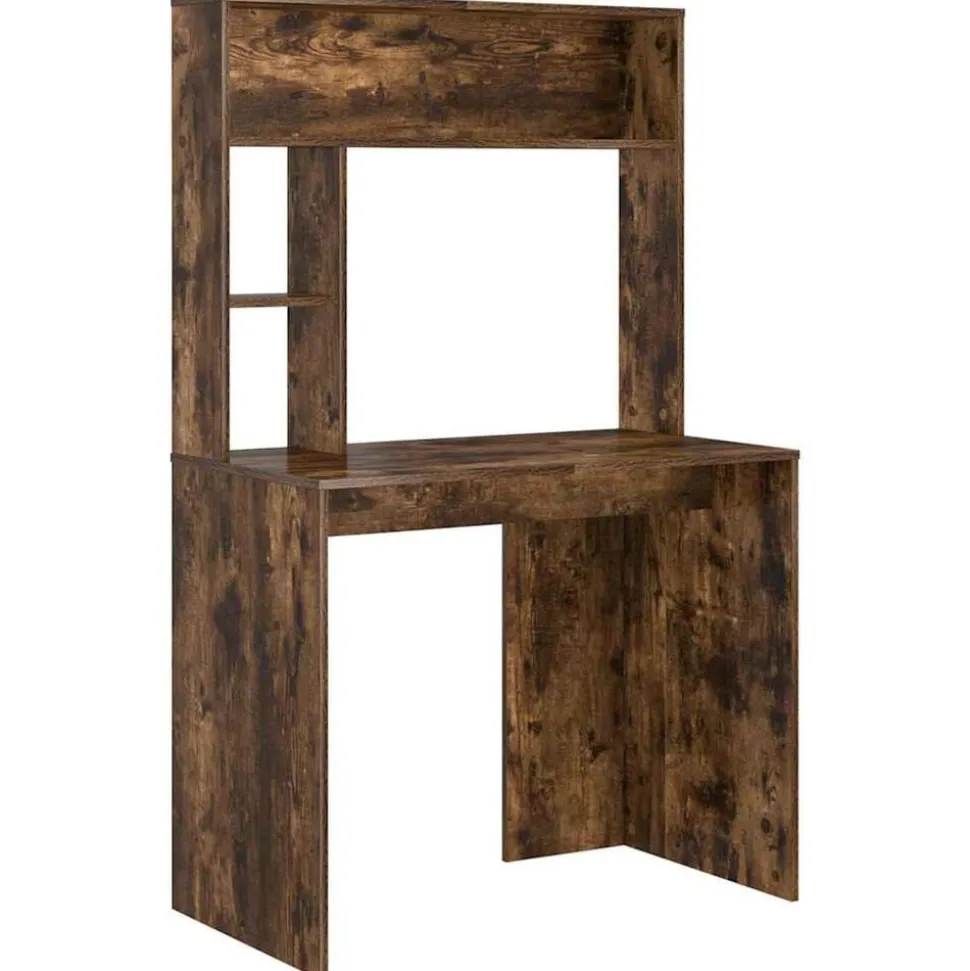 vidaXL Bureau met plank Gerookt eiken 91 x 50 x 149 cm Bewerkt hout