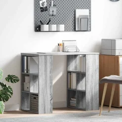 vidaXL Bureau met plank Grijs Sonoma 90 x 50 x 75 cm Bewerkt hout