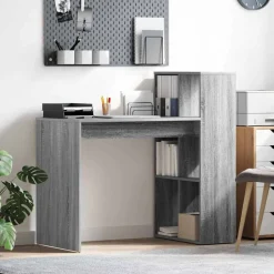 vidaXL Bureau met plank Grijs Sonoma 108 x 55 x 103.5 cm Bewerkt hout