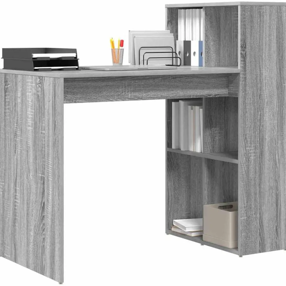 vidaXL Bureau met plank Grijs Sonoma 108 x 55 x 103.5 cm Bewerkt hout