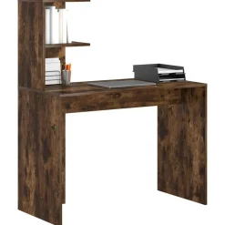 vidaXL Bureau met plank Gerookt eiken 102 x 50 x 124 cm Bewerkt hout