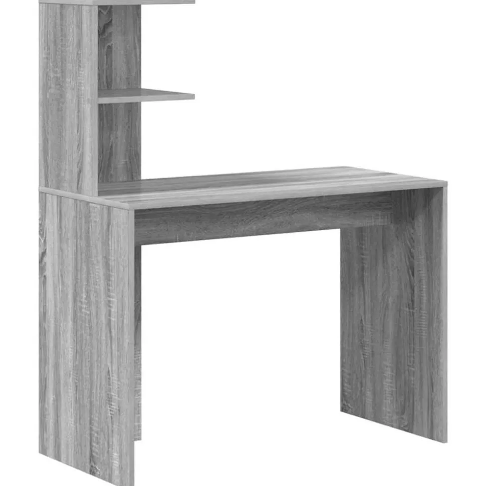 vidaXL Bureau met plank Grijs Sonoma 102 x 50 x 124 cm Bewerkt hout