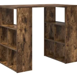 vidaXL Bureau met plank Gerookt eiken 90 x 50 x 75 cm Bewerkt hout