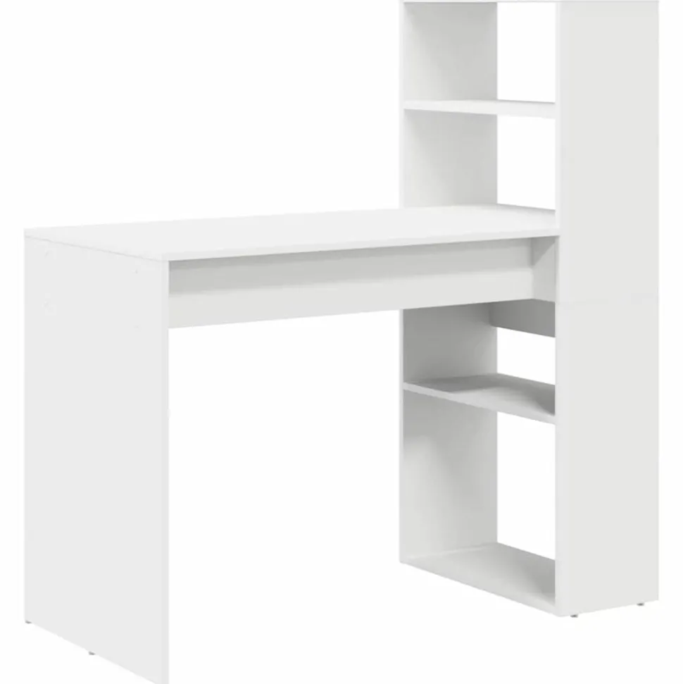 vidaXL Bureau met plank met opslag Wit 113 x 54 x 120 cm Bewerkt hout