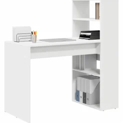 vidaXL Bureau met plank met opslag Wit 113 x 54 x 120 cm Bewerkt hout