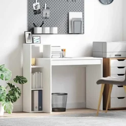 vidaXL Bureau met plank met opslag Wit 100 x 40 x 90 cm Bewerkt hout