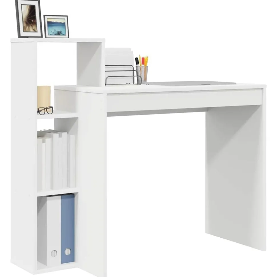 vidaXL Bureau met plank met opslag Wit 100 x 40 x 90 cm Bewerkt hout