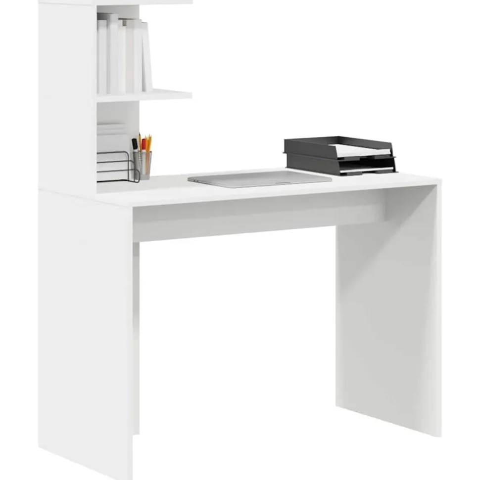 vidaXL Bureau met plank met opslag Wit 102 x 50 x 124 cm Bewerkt hout