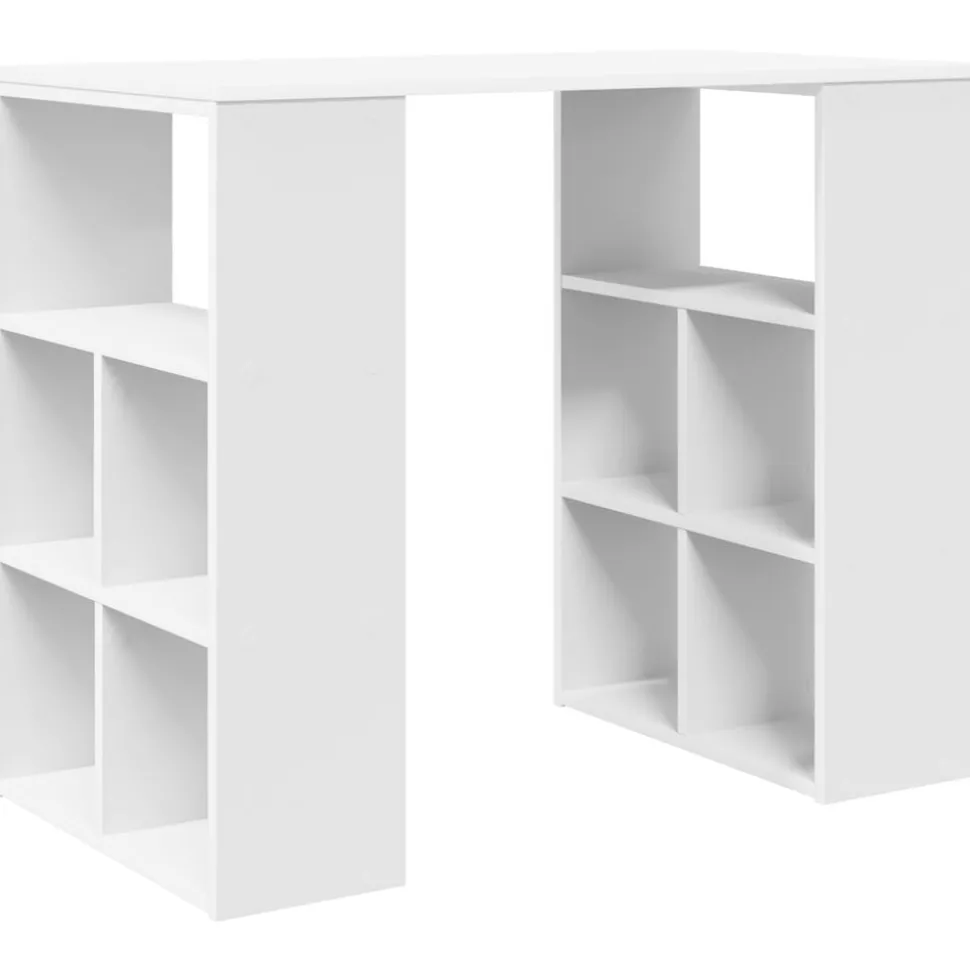 vidaXL Bureau met plank met opslag Wit 90 x 50 x 75 cm Bewerkt hout