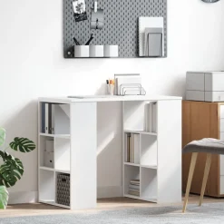 vidaXL Bureau met plank met opslag Wit 90 x 50 x 75 cm Bewerkt hout
