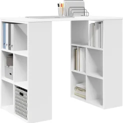 vidaXL Bureau met plank met opslag Wit 90 x 50 x 75 cm Bewerkt hout