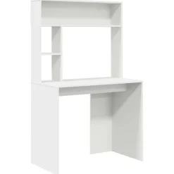 vidaXL Bureau met plank met opslag Wit 91 x 50 x 149 cm Bewerkt hout