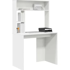 vidaXL Bureau met plank met opslag Wit 91 x 50 x 149 cm Bewerkt hout