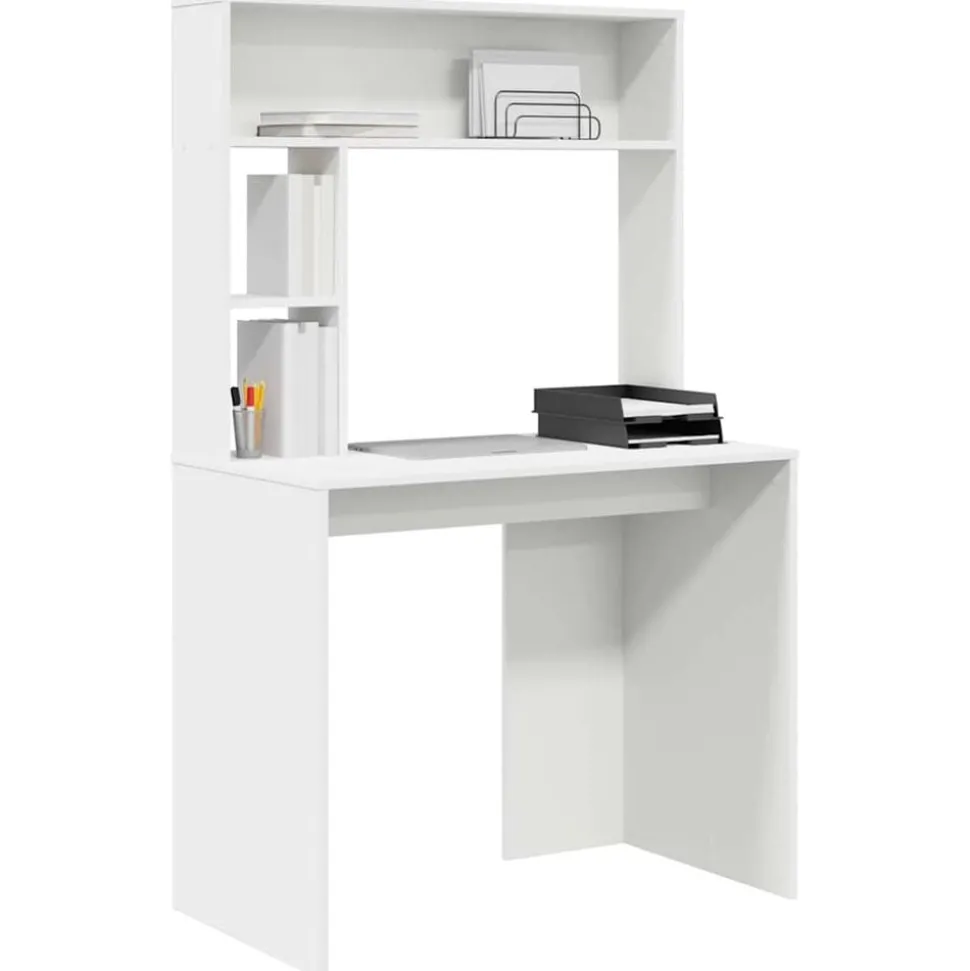 vidaXL Bureau met plank met opslag Wit 91 x 50 x 149 cm Bewerkt hout