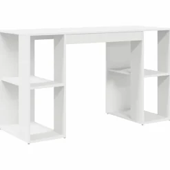 vidaXL Bureau met plank met opslag Wit 130 x 50.5 x 75 cm Bewerkt hout